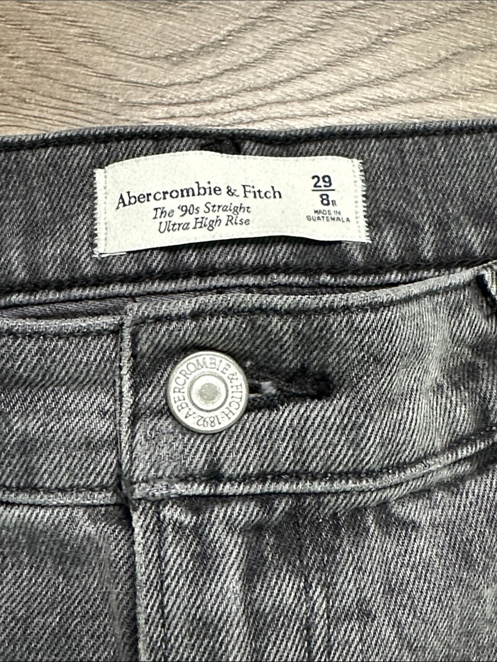 Abercrombie & Fitch The 90’s Straight Ultra High Rise Jeans Black Gray 29 - Picture 7 of 12